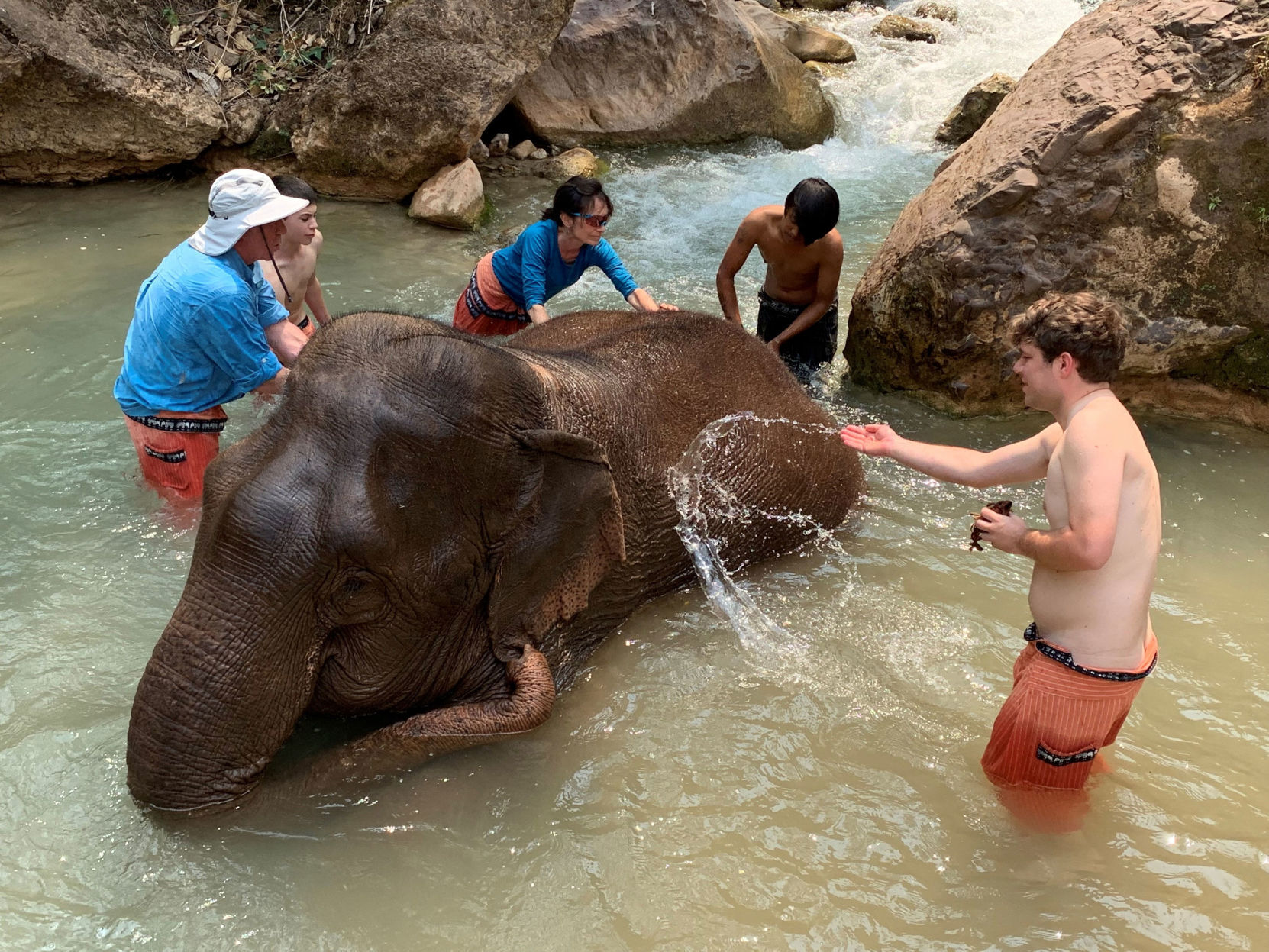Bathing elephant at Myanmar reserve